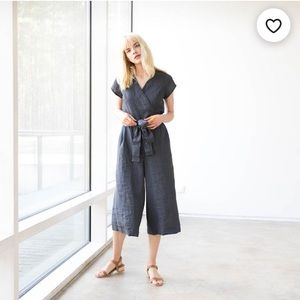 Not perfect linen amber wrap jumpsuit romper